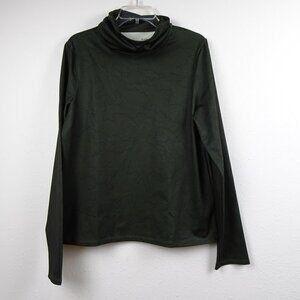 Under Armour Funnel Neck Top Women's Size L Green Camo Cold Weather Loose Fit